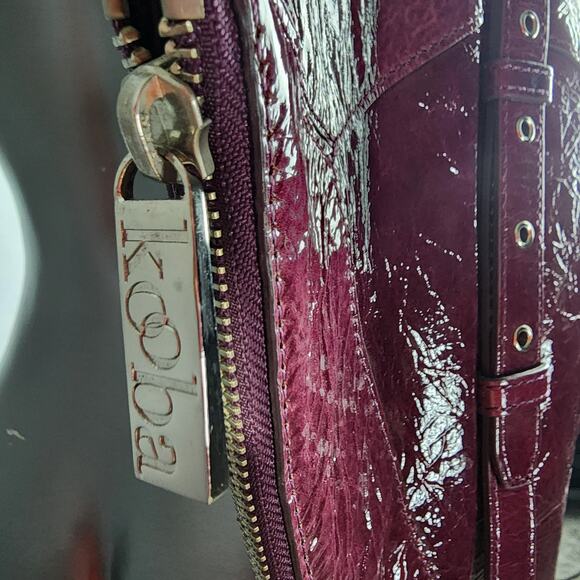 Vintage Kooba Blake Plum Distressed Leather Shoulder Bag / Tote - Picture 5 of 12